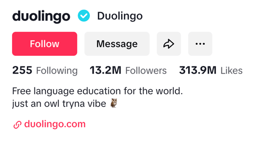 Duolingo Tik Tok profile